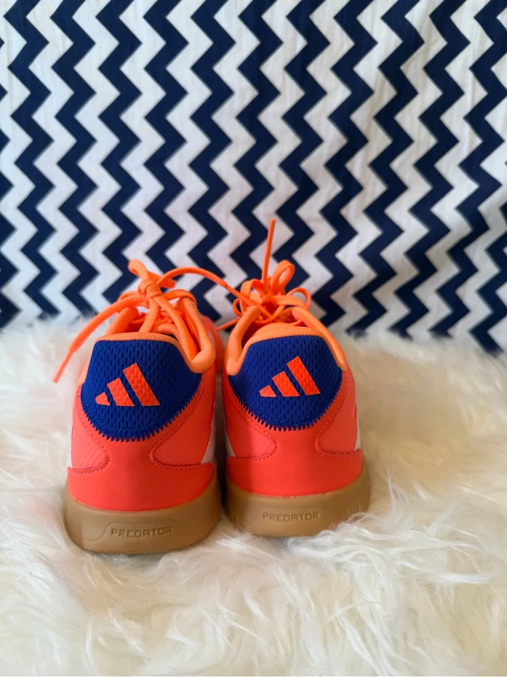 Adidas Kids Neon Orange Indoor Soccer Shoes with Gum Outsole